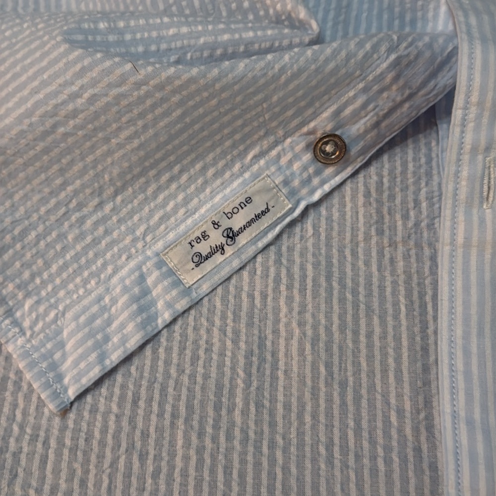 Men’s Rag & Bone Fit 2 Tomlin seersucker Oxford button down shirt XL XXL New